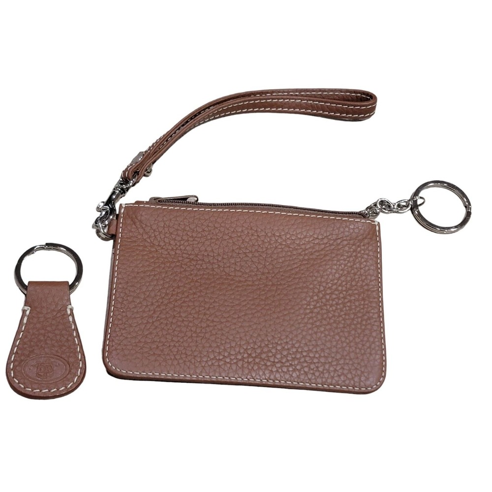 Dooney & Bourke Pebble Grain‎ Leather Brown Medium Wristlet w/ Keychain NWOT